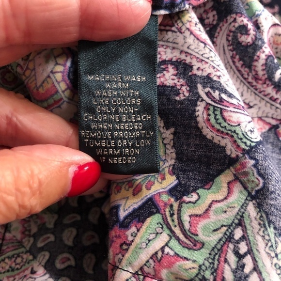Lauren Ralph Lauren Paisley Print Non Iron Button Up Shirt Sz S - Picture 5 of 6